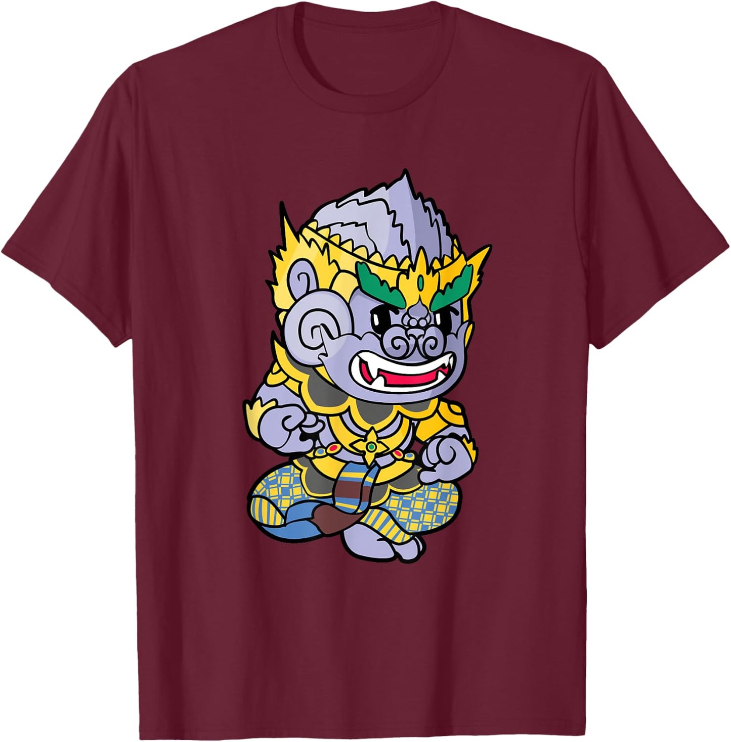Cambodian Khmer Thai and Lao Hanuman Idol Monkey King Hero T-Shirt - T-Shirt | Maroon