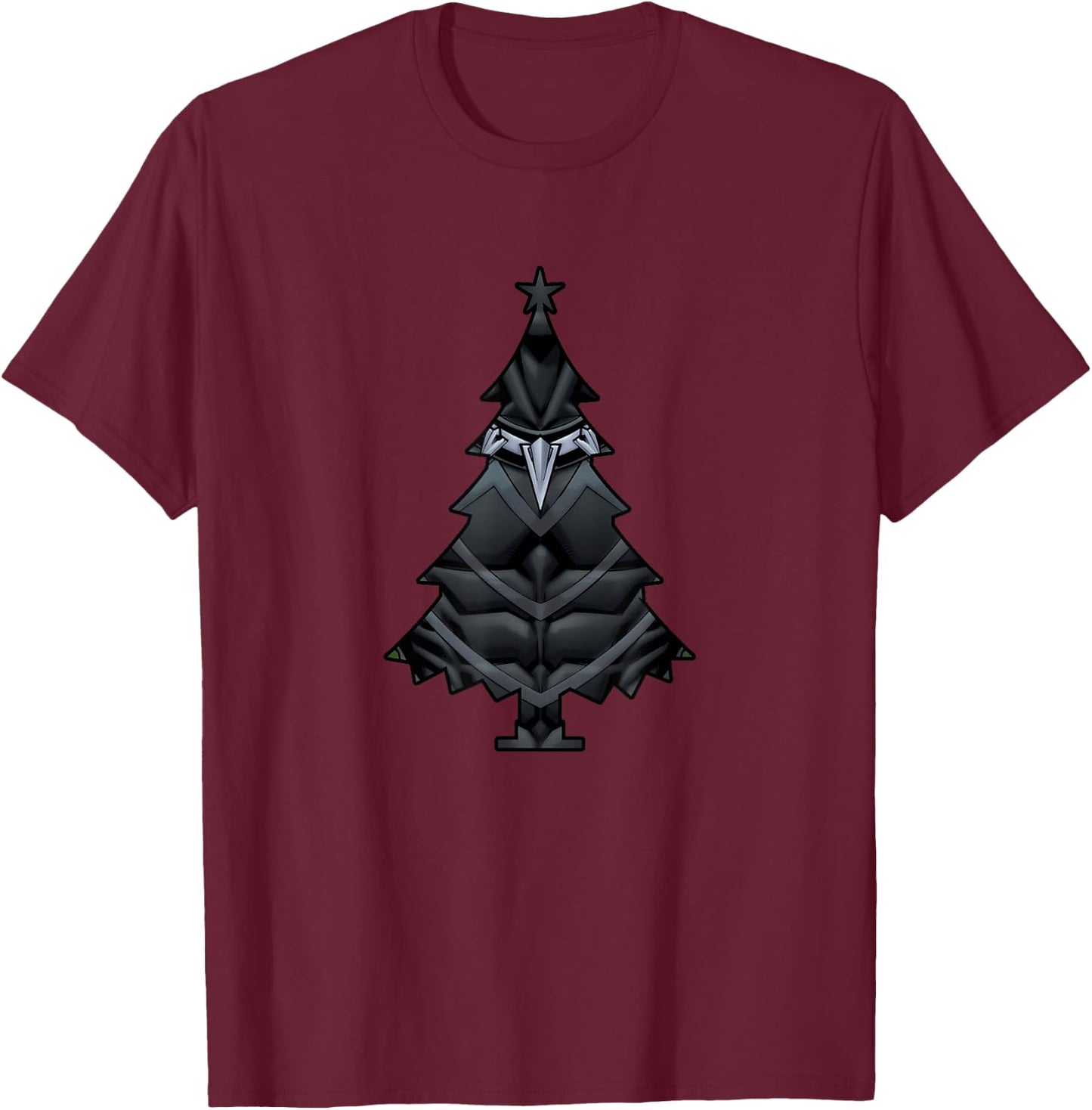 Marvel Christmas Avengers Black Panther Tree T-Shirt - T-Shirt | Maroon