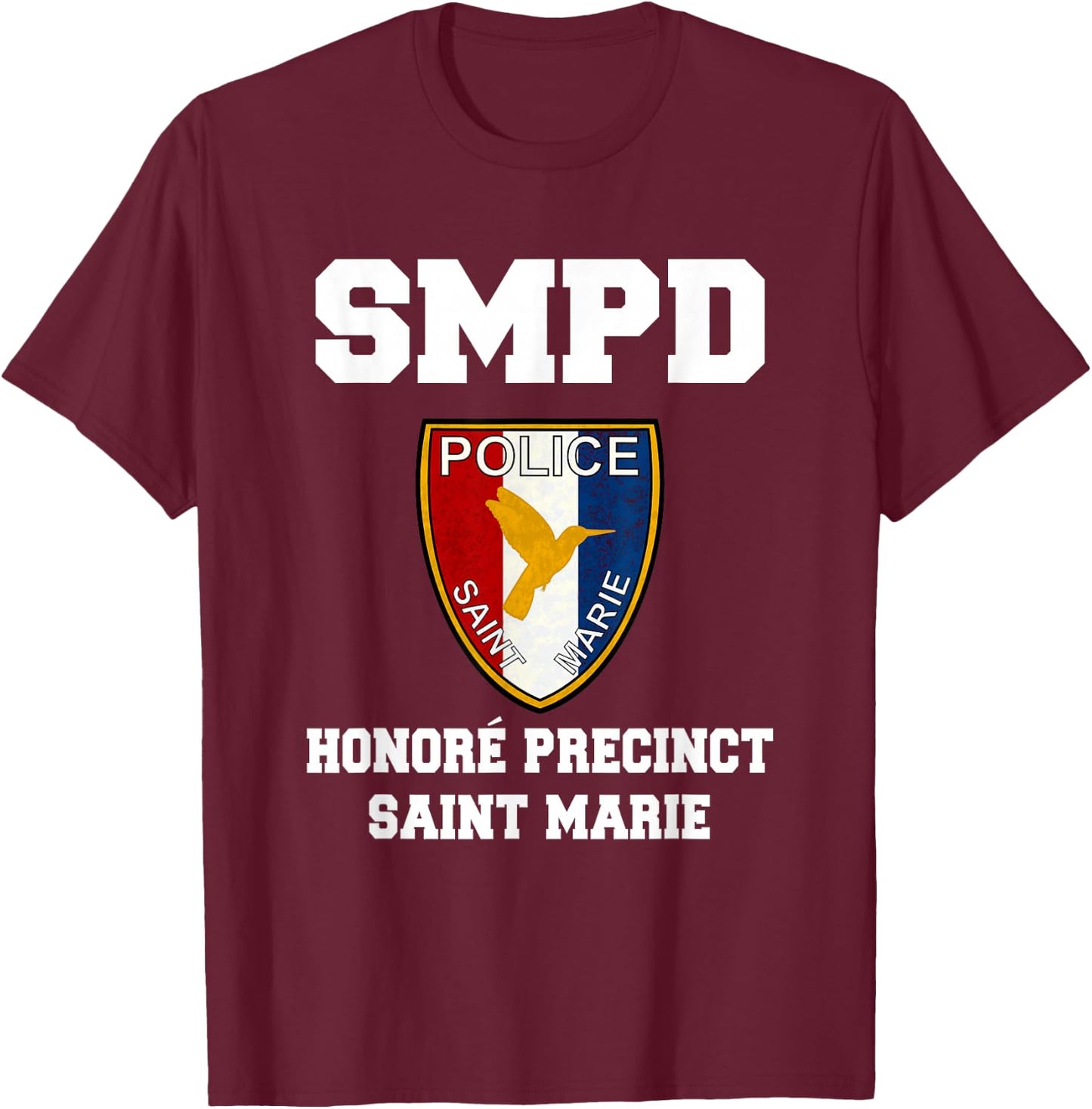 Death Paradise Saint Marie Police Badge T-Shirt - T-Shirt | Maroon
