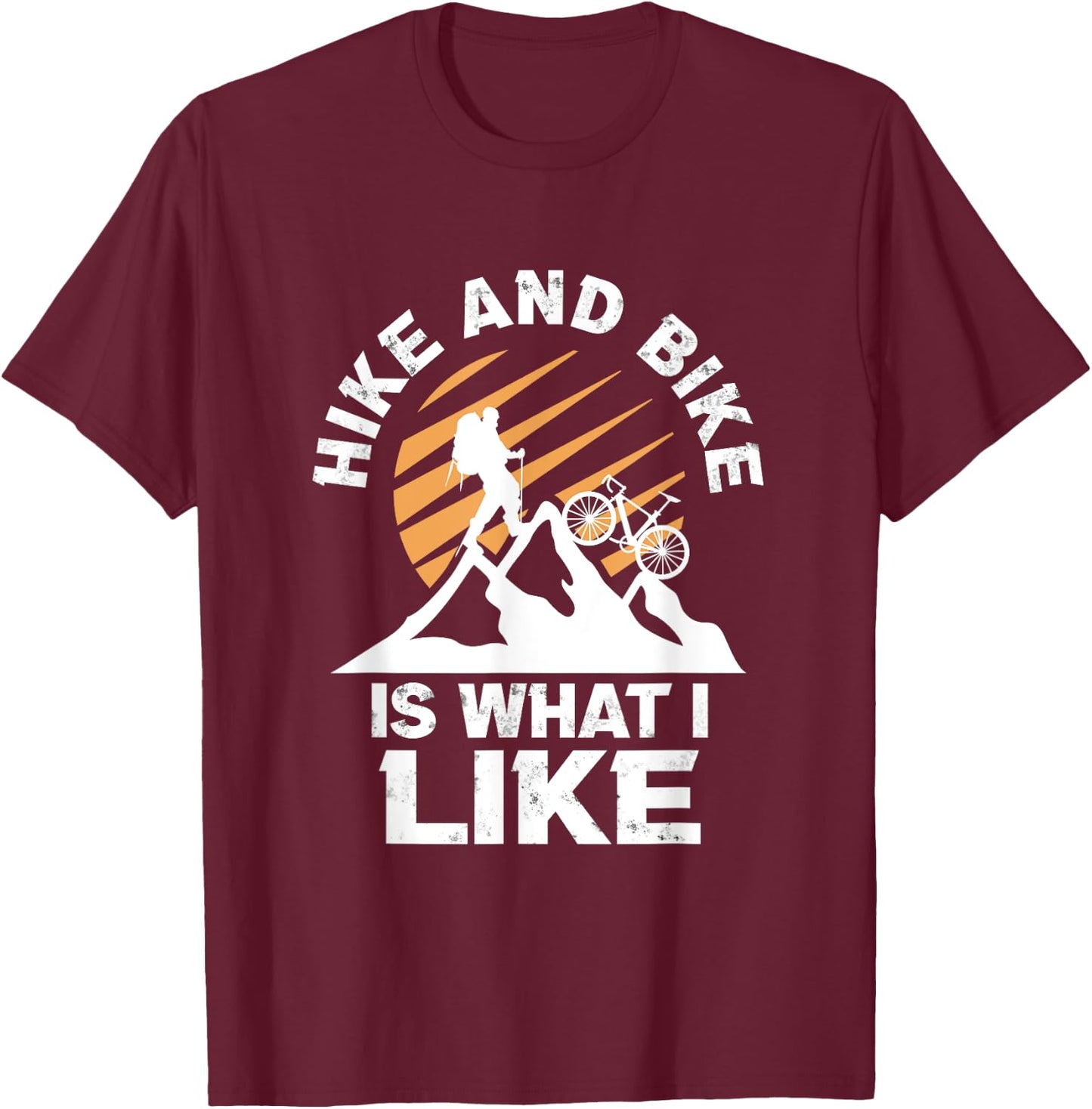 Hiking Mountains Bicycle Mountain Bike Biker Pedals Gift T-Shirt - T-Shirt | Maroon