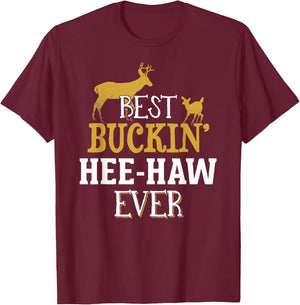 Hee Haw Hunting Design - Buck Hunting Gifts for Dad Grandpa T-Shirt - T-Shirt | Maroon