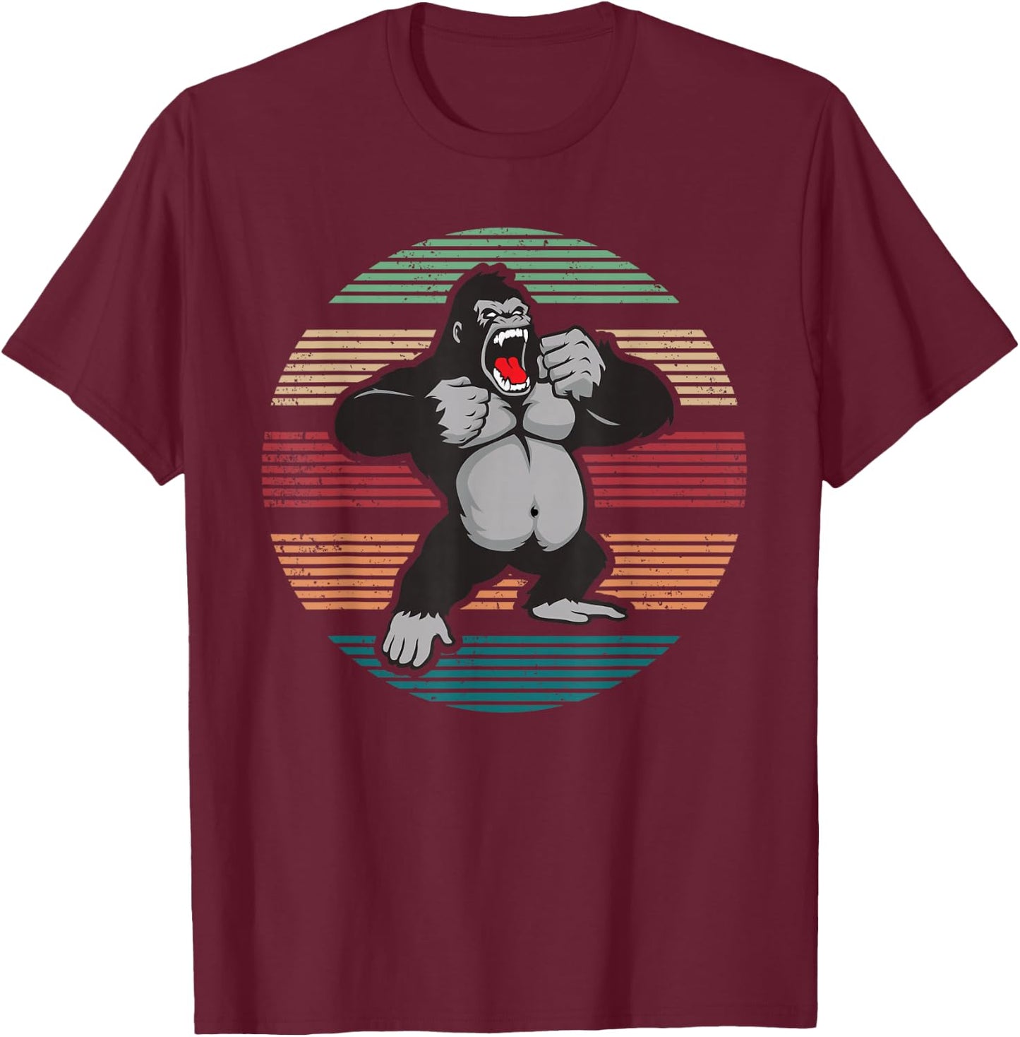 Gorillas Lover Gift Vintage Retro Gorilla T-Shirt - T-Shirt | Maroon