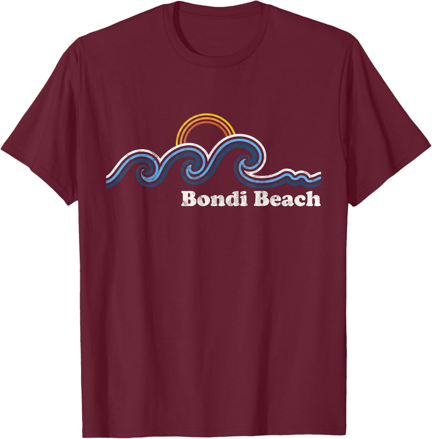 Bondi Beach Australia Sufing Waves Sunset Beach Vintage Men Women T-Shirt - T-Shirt | Maroon