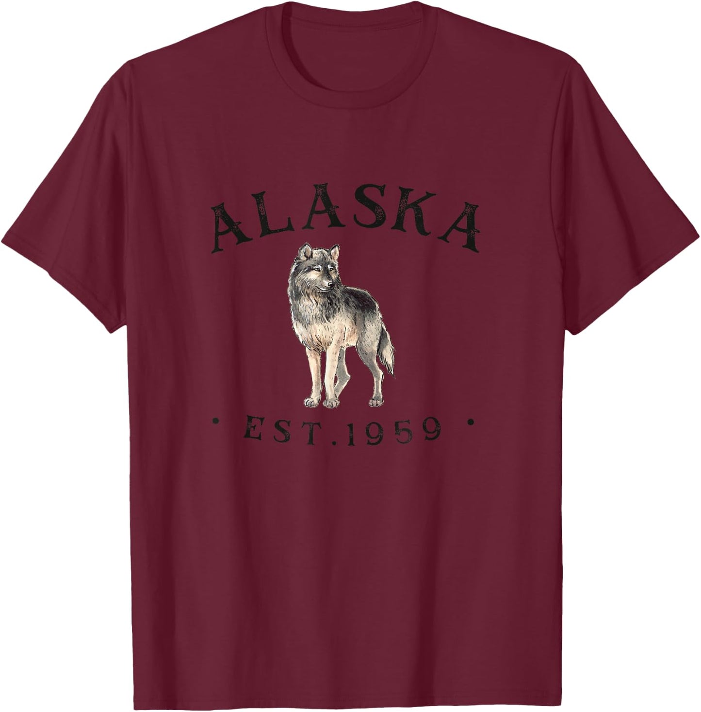 Alaska Shirt Women | Cool Alaska Wolf T-Shirt - T-Shirt | Maroon