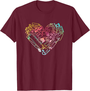 Heart Shape Love Watercolor Art Teacher Artists Painter T-Shirt - T-Shirt | Maroon