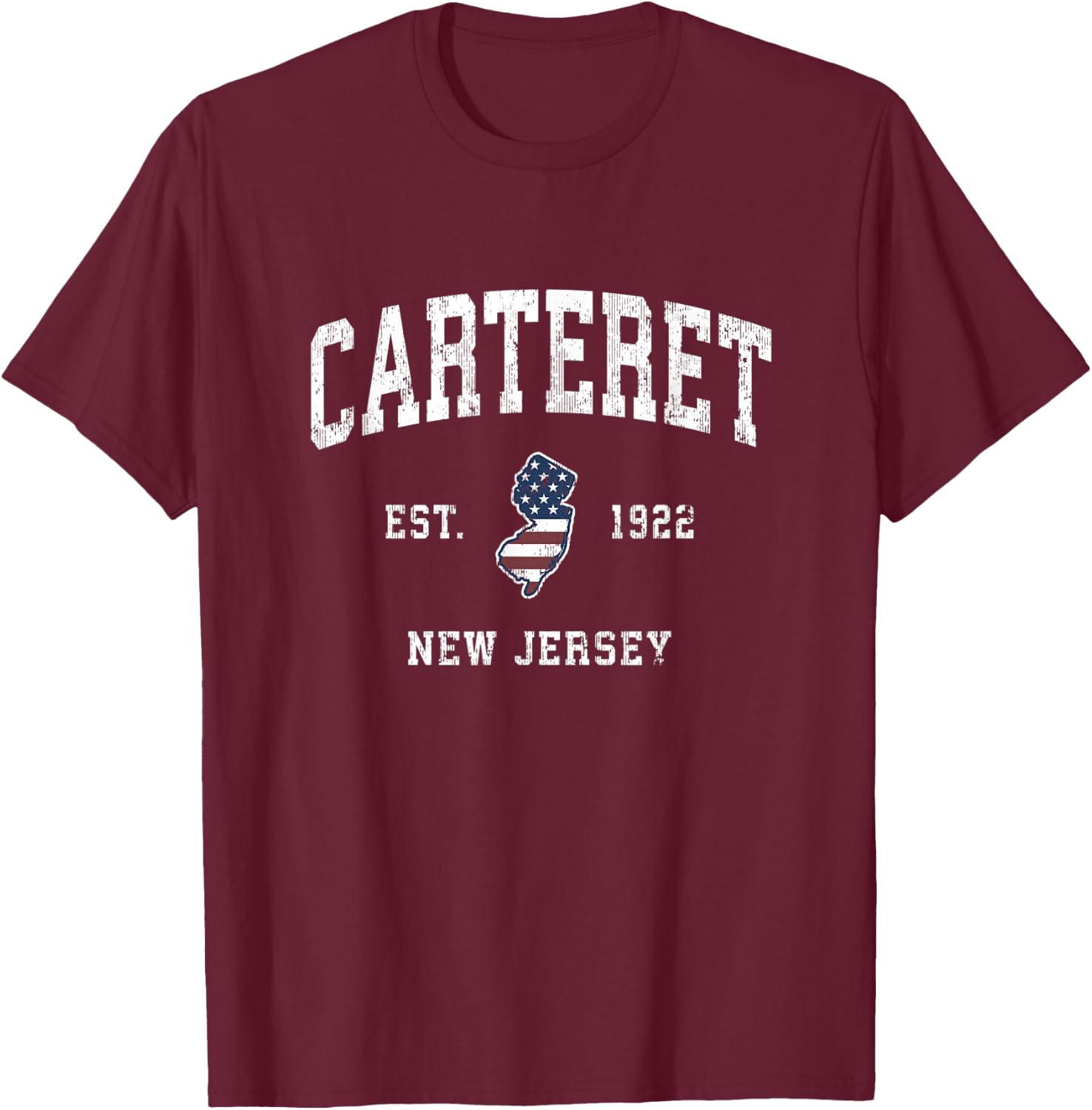 Carteret New Jersey NJ Vintage American Flag Sports Design T-Shirt - T-Shirt | Maroon
