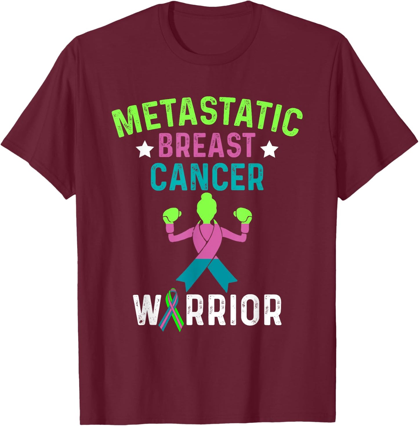 Metastatic Breast Cancer Awareness Tackling Warrior T-Shirt - T-Shirt | Maroon