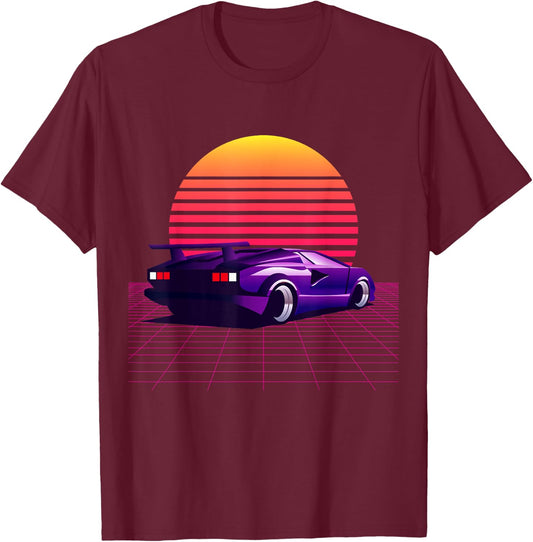 Men's Women's Vintage Retro 80's 90's Cars Graphic Design T-Shirt - T-Shirt | Maroon
