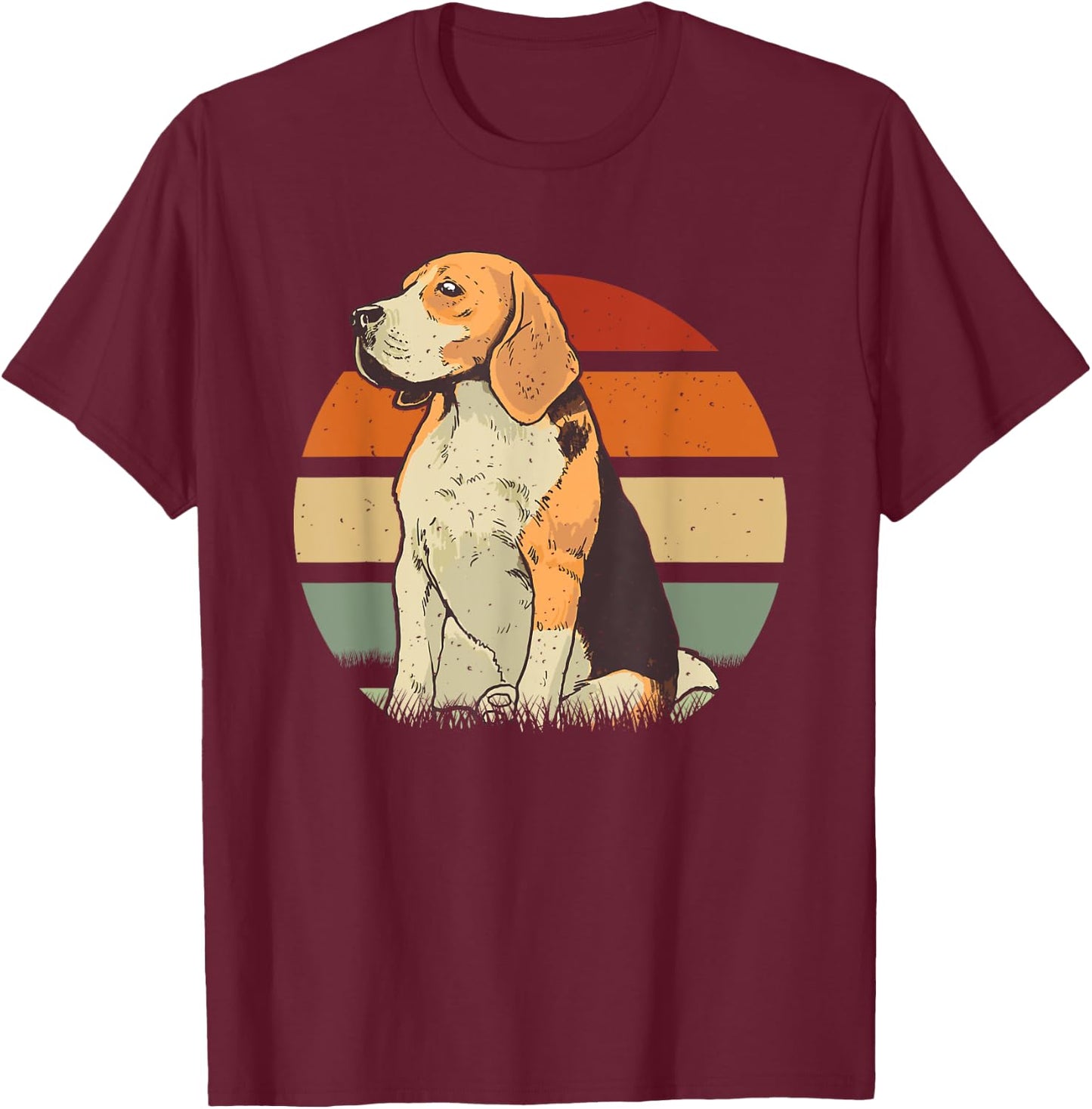 Beagle Retro Sunset Dog Pet Men Women Girls Kids T-Shirt - T-Shirt | Maroon