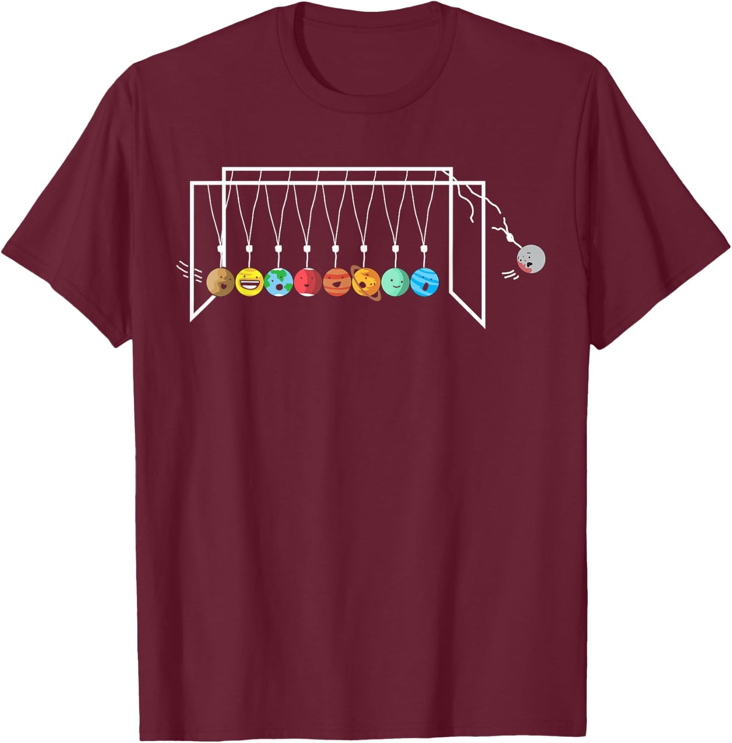 Funny Astrophysicist Shirt Planets Newton´s Cradle T-Shirt - T-Shirt | Maroon