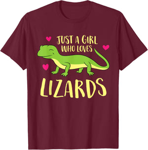Just A Girl That Loves Lizards Cute Lizard Girl T-Shirt - T-Shirt | Maroon