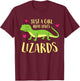 Just A Girl That Loves Lizards Cute Lizard Girl T-Shirt - T-Shirt | Maroon