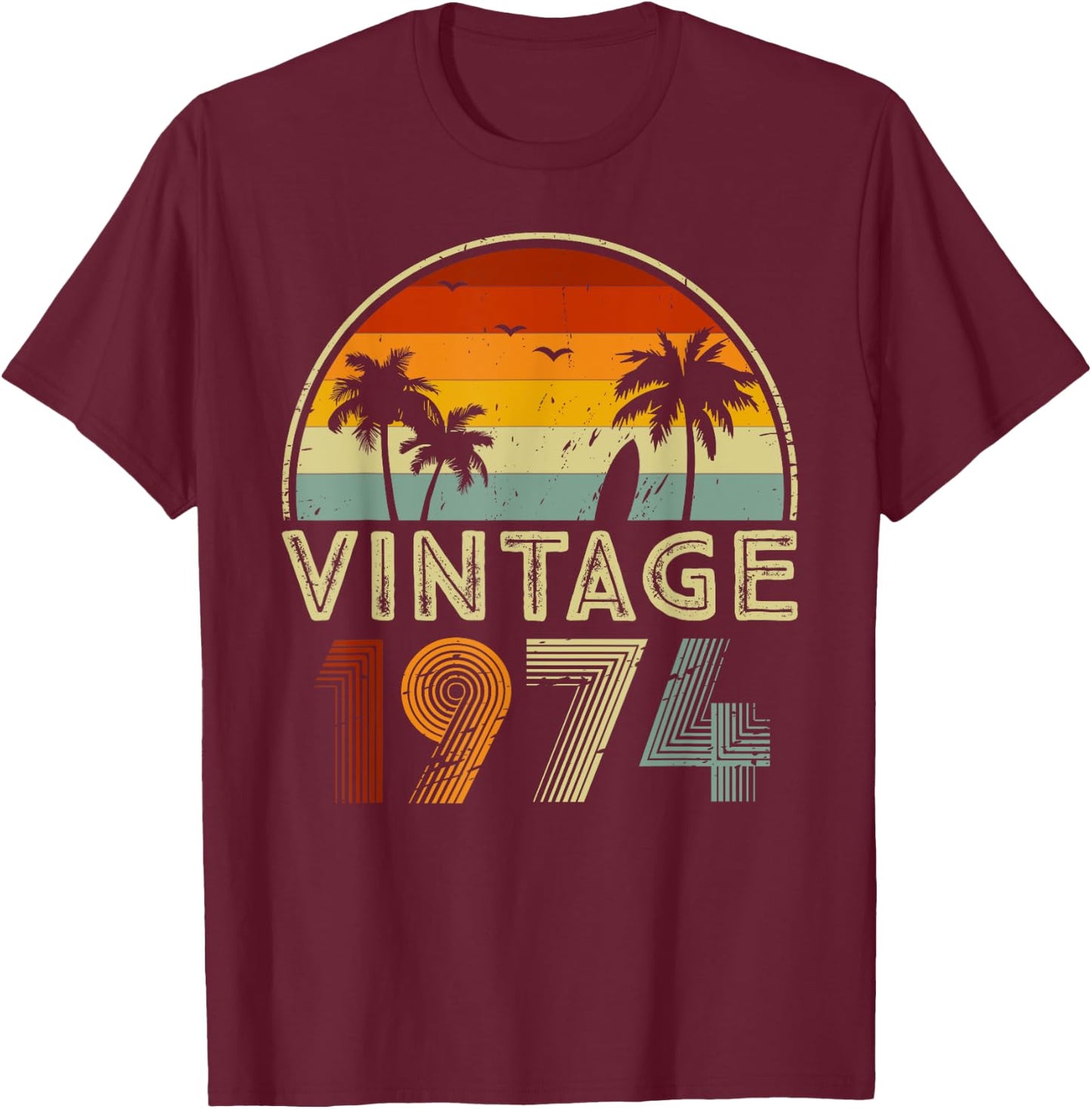 51st Birthday Shirt for 51 Years Old Retro Vintage 1974 Bday T-Shirt - T-Shirt | Maroon