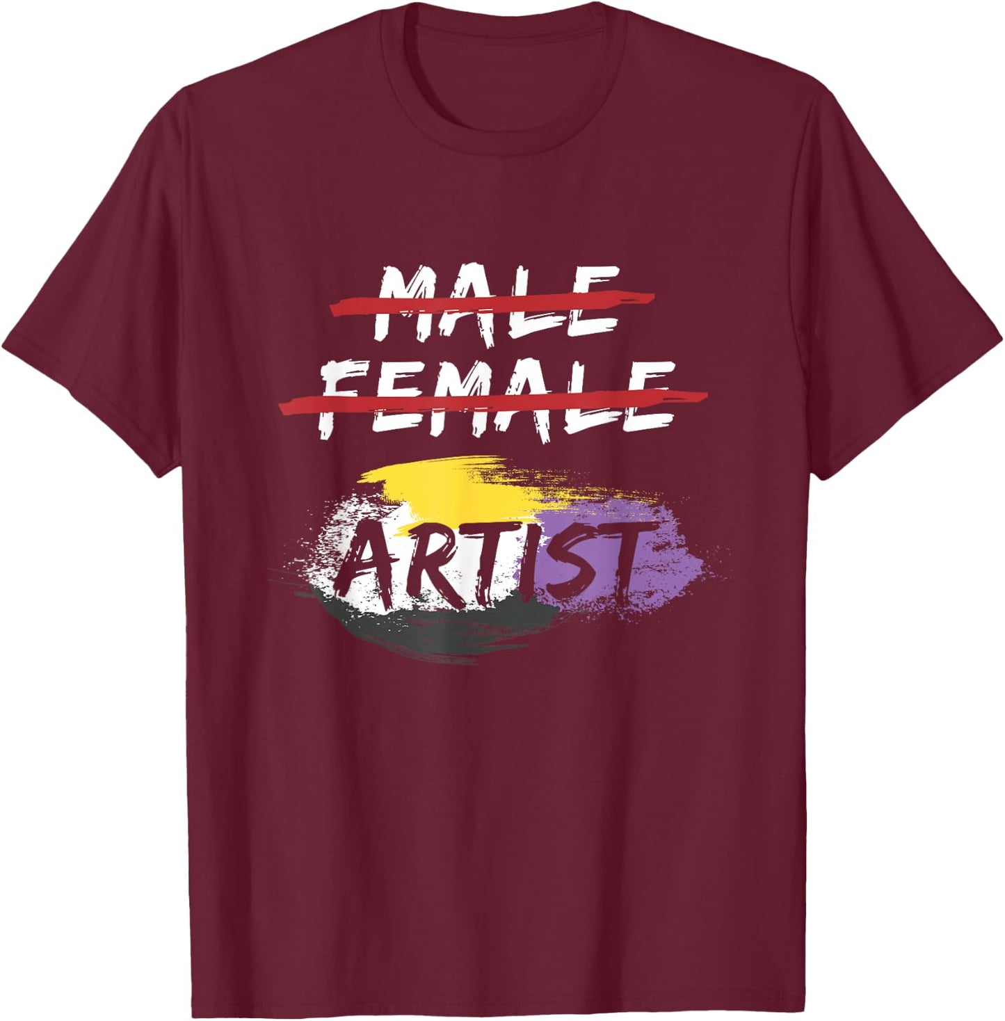 Agender Genderfluid Artist Gift Non Binary T-Shirt - T-Shirt | Maroon