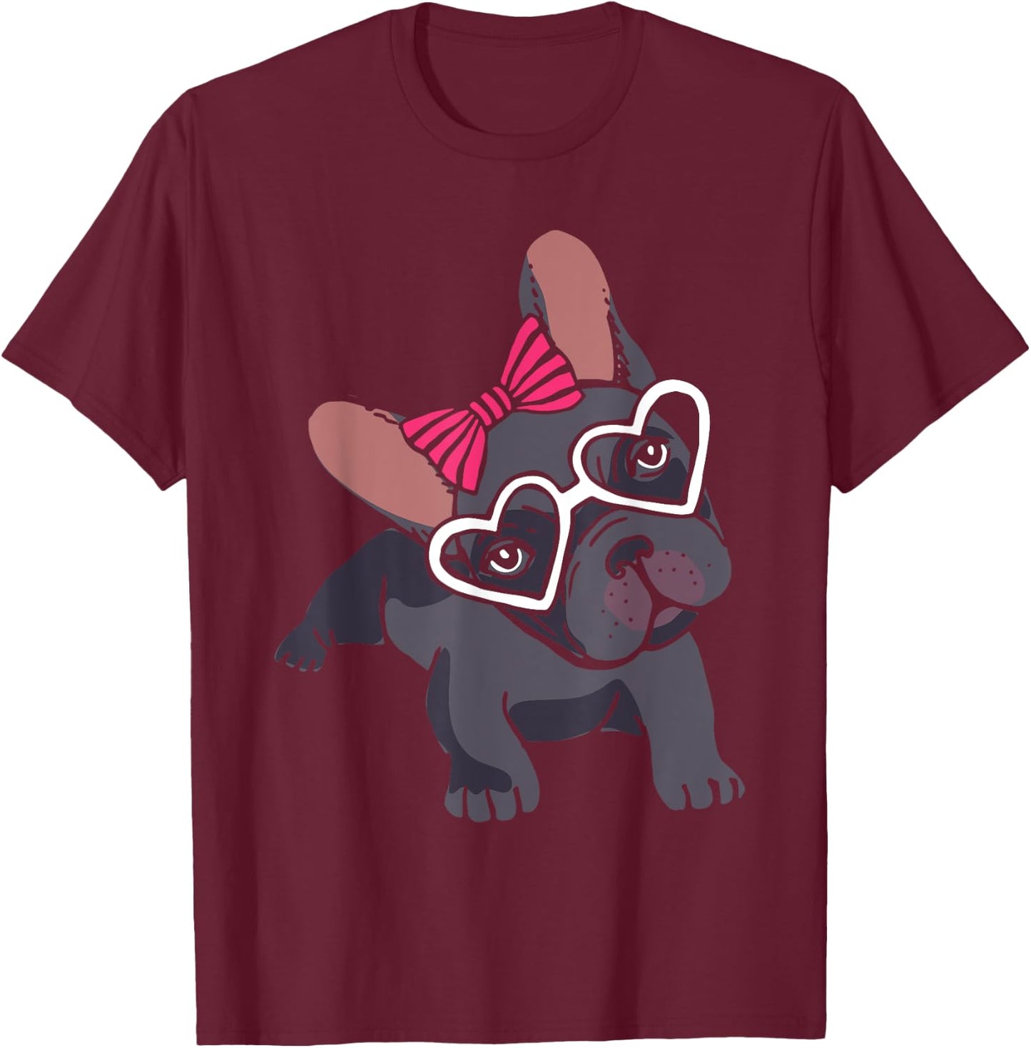 Cute Frenchie Girls Women Gift Pet Animal French Bulldog T-Shirt - T-Shirt | Maroon