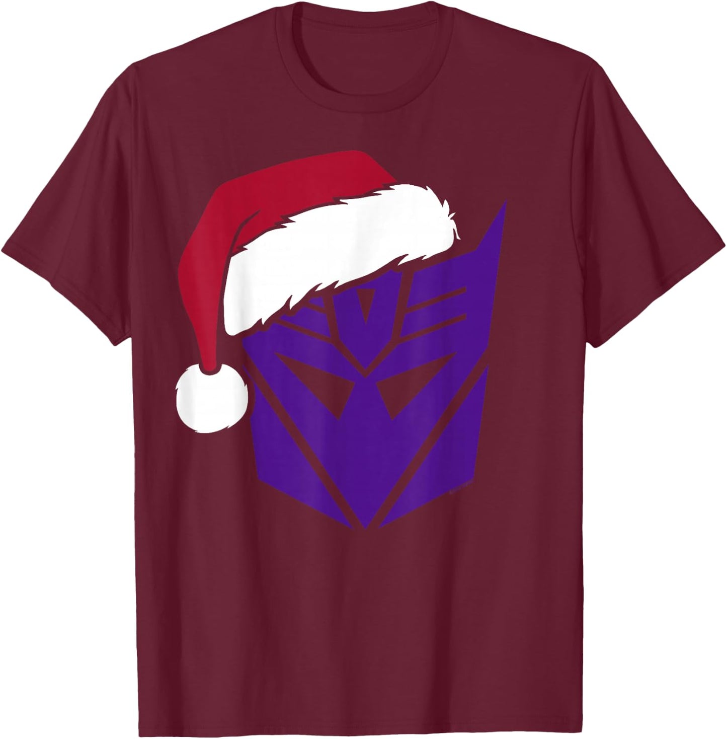 Transformers Christmas Decepticons Santa Hat Logo T-Shirt - T-Shirt | Maroon