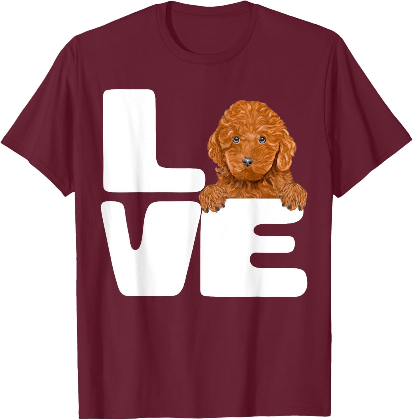 I Love My Brown Poodle Dog Lover Women Girls Kids T-Shirt - T-Shirt | Maroon