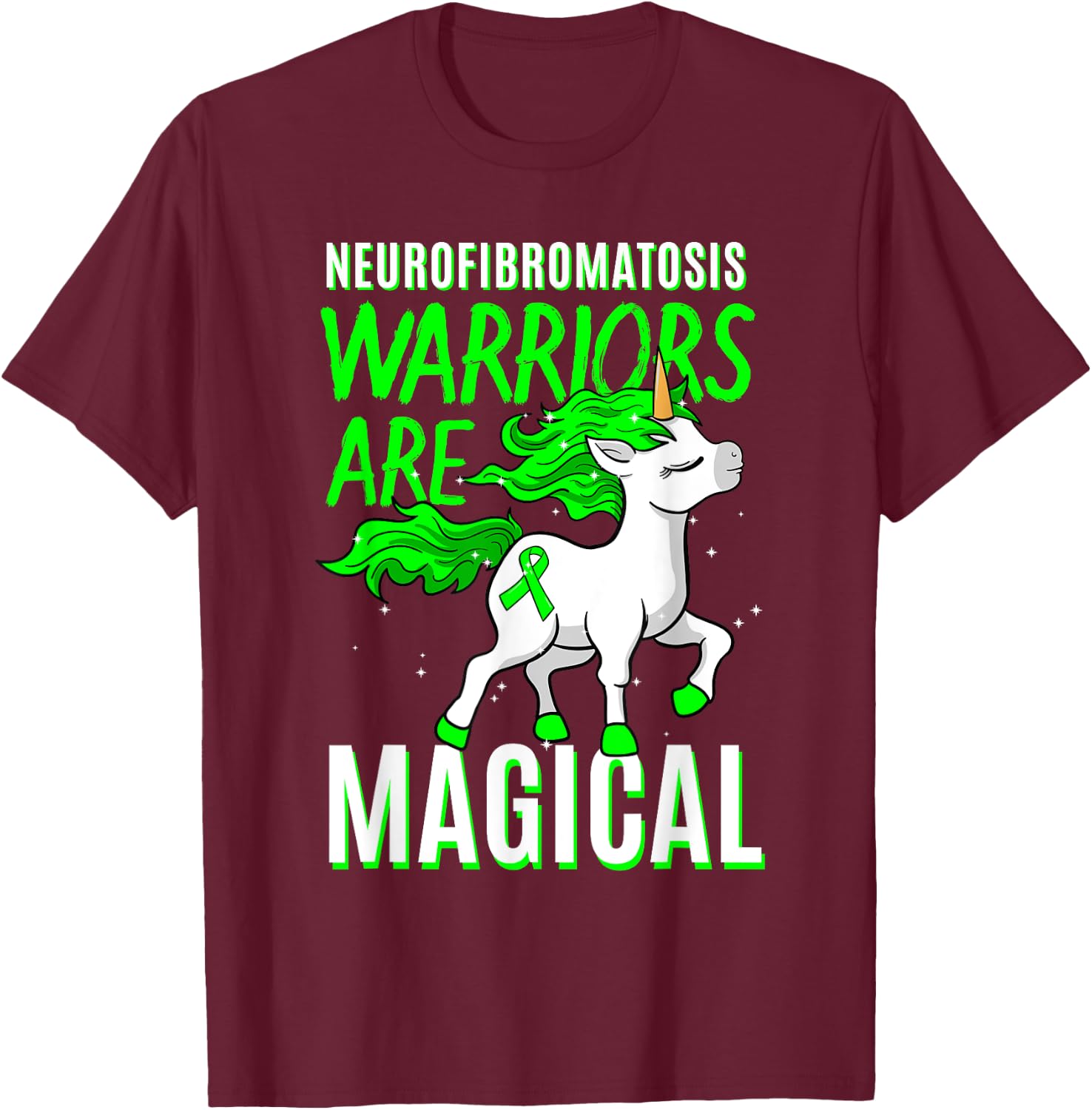 Neurofibromatosis Awareness NF Unicorn Schwannomatosis Gift T-Shirt - T-Shirt | Maroon