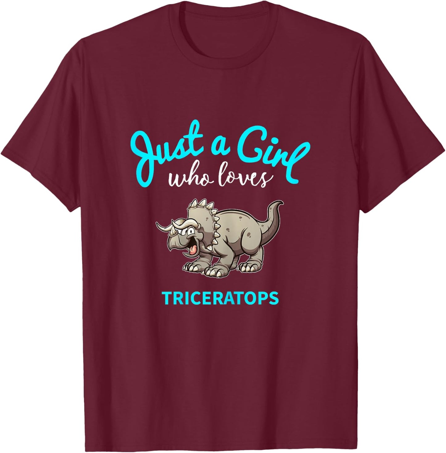 Triceratops Jersey for Girls | Children's Triceratops T-Shirt - T-Shirt | Maroon