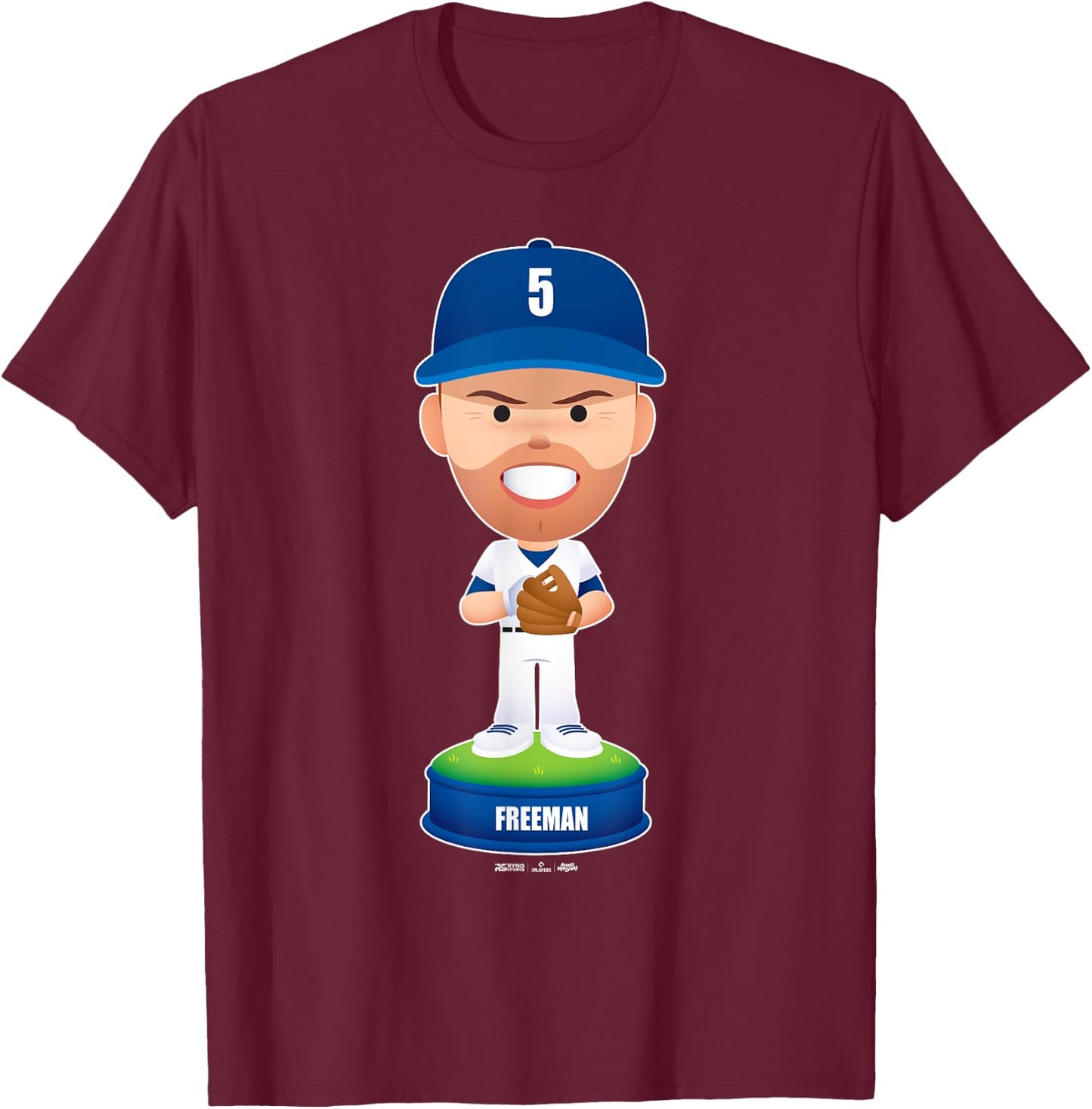 Freddie Freeman Los Angeles Baseball Bobblehead MLBPA T-Shirt - T-Shirt | Maroon