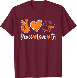 Peace Love Tn Hound Orange Tennessee Dog Lover T-Shirt - T-Shirt | Maroon