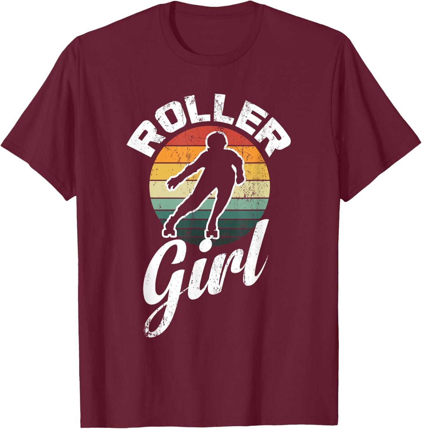 Funny Roller Girl Skating Derby 70's 80's Retro Skater Gifts T-Shirt - T-Shirt | Maroon