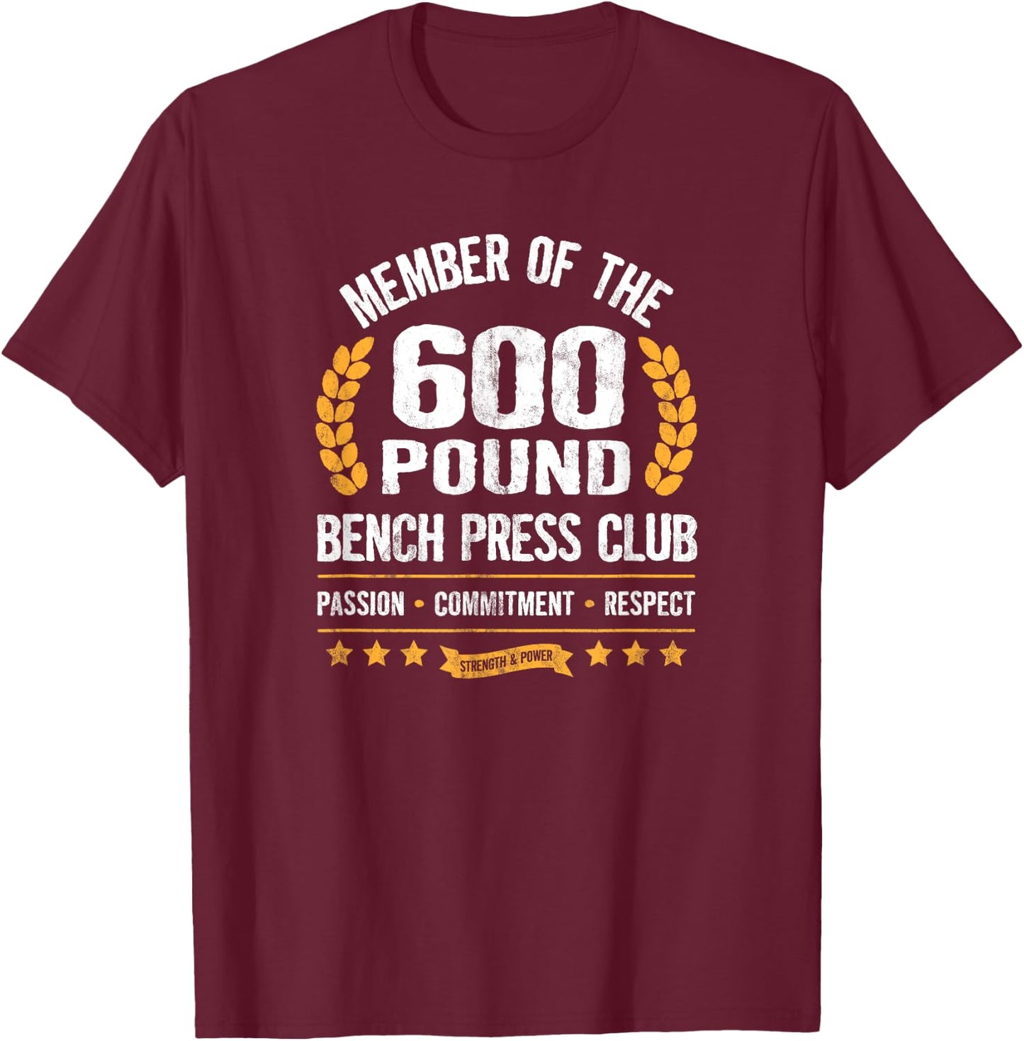 600 Pound Bench Press Club Strong Men Women Gym T-Shirt - T-Shirt | Maroon