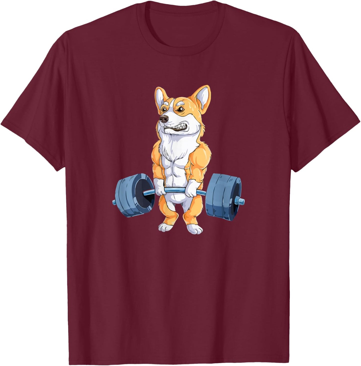 Buff Power Lifting Corgi Bodybuilder. T-Shirt - T-Shirt | Maroon