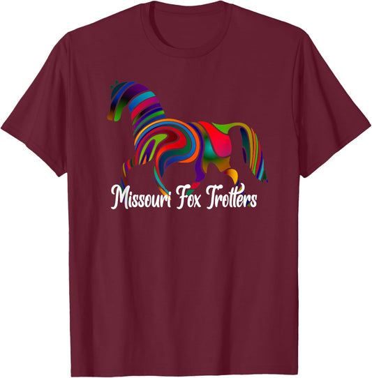 Missouri Fox Trotter Horse Rainbow Fade T-Shirt - T-Shirt | Maroon