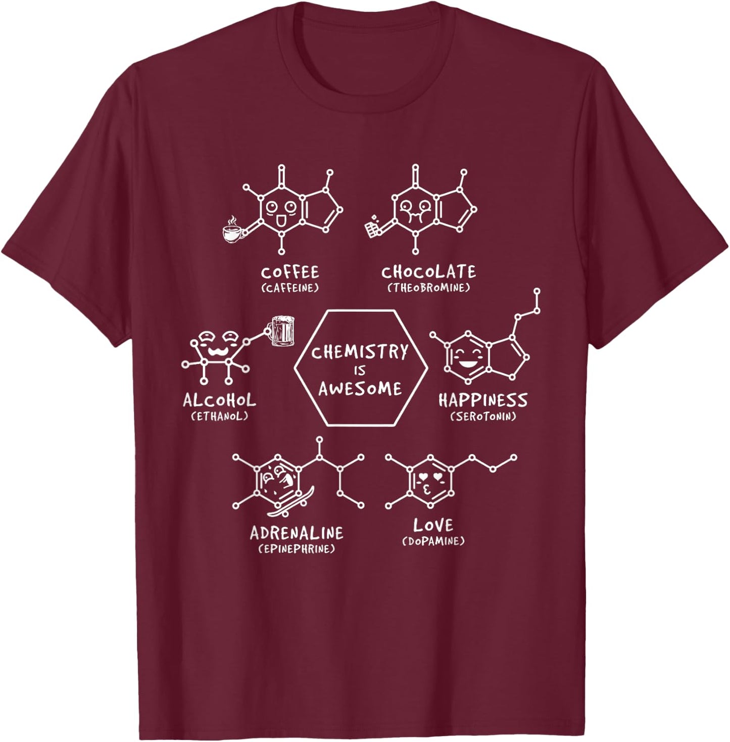 Chemistry Coffee Sweets - Science Chemician Beer T-Shirt - T-Shirt | Maroon