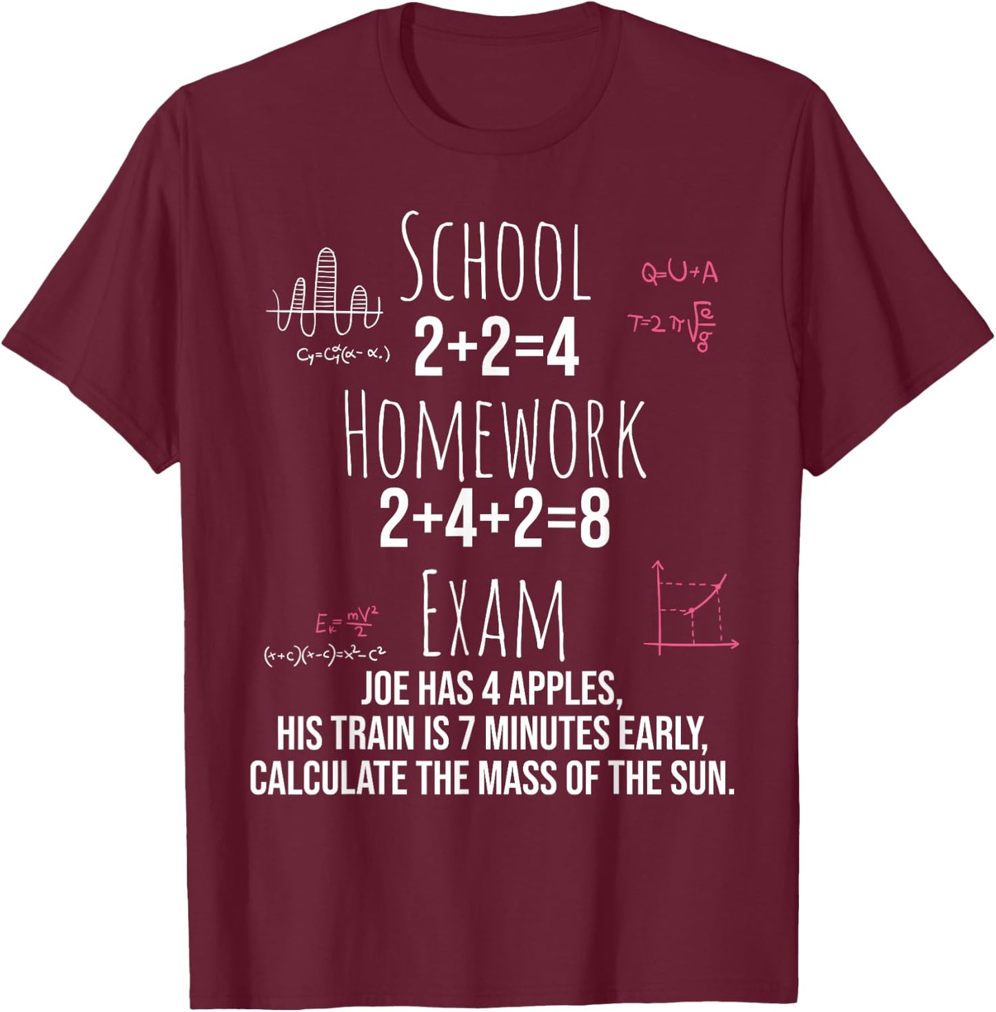 Funny Math Gift Teen Girls Tween Women Teacher College Small T-Shirt - T-Shirt | Maroon