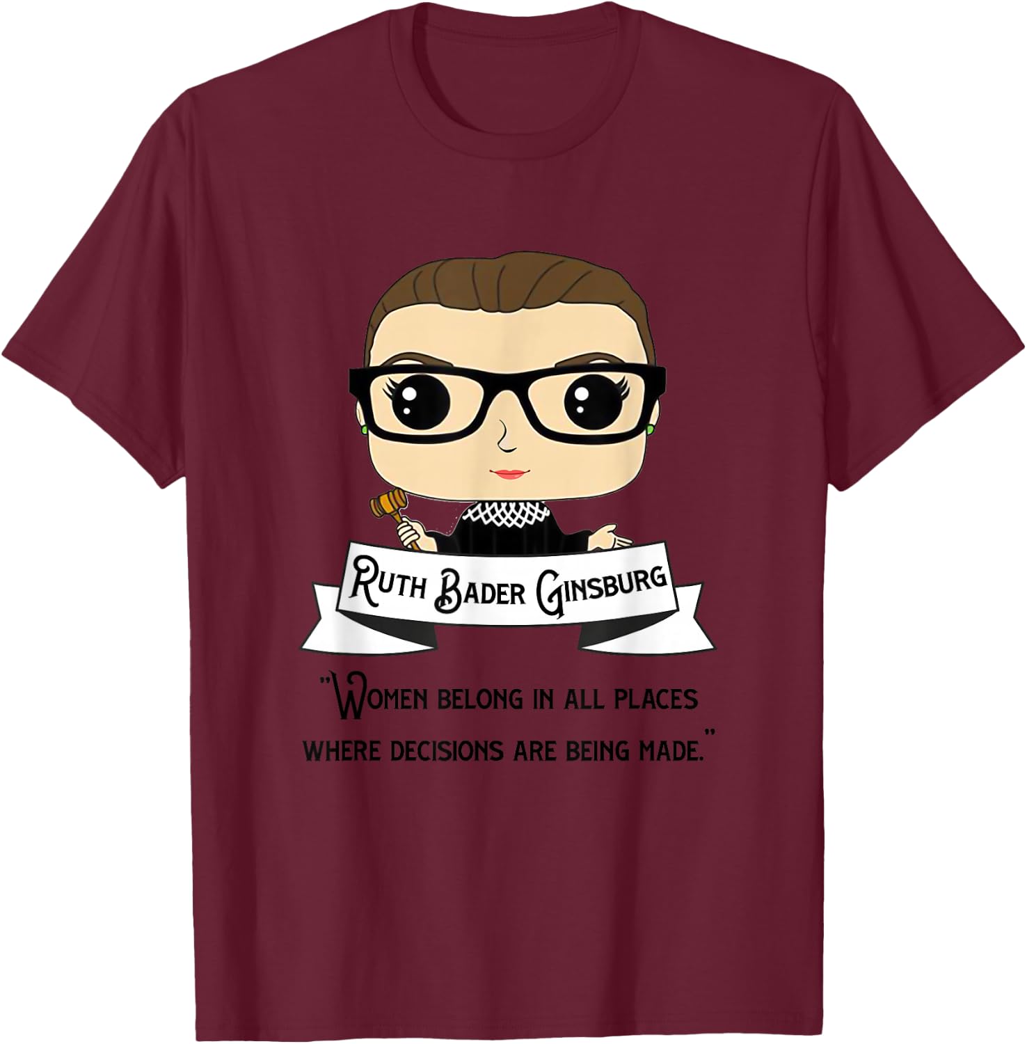 Cute RBG Ruth Bader Ginsburg - Be Independent T-Shirt - T-Shirt | Maroon