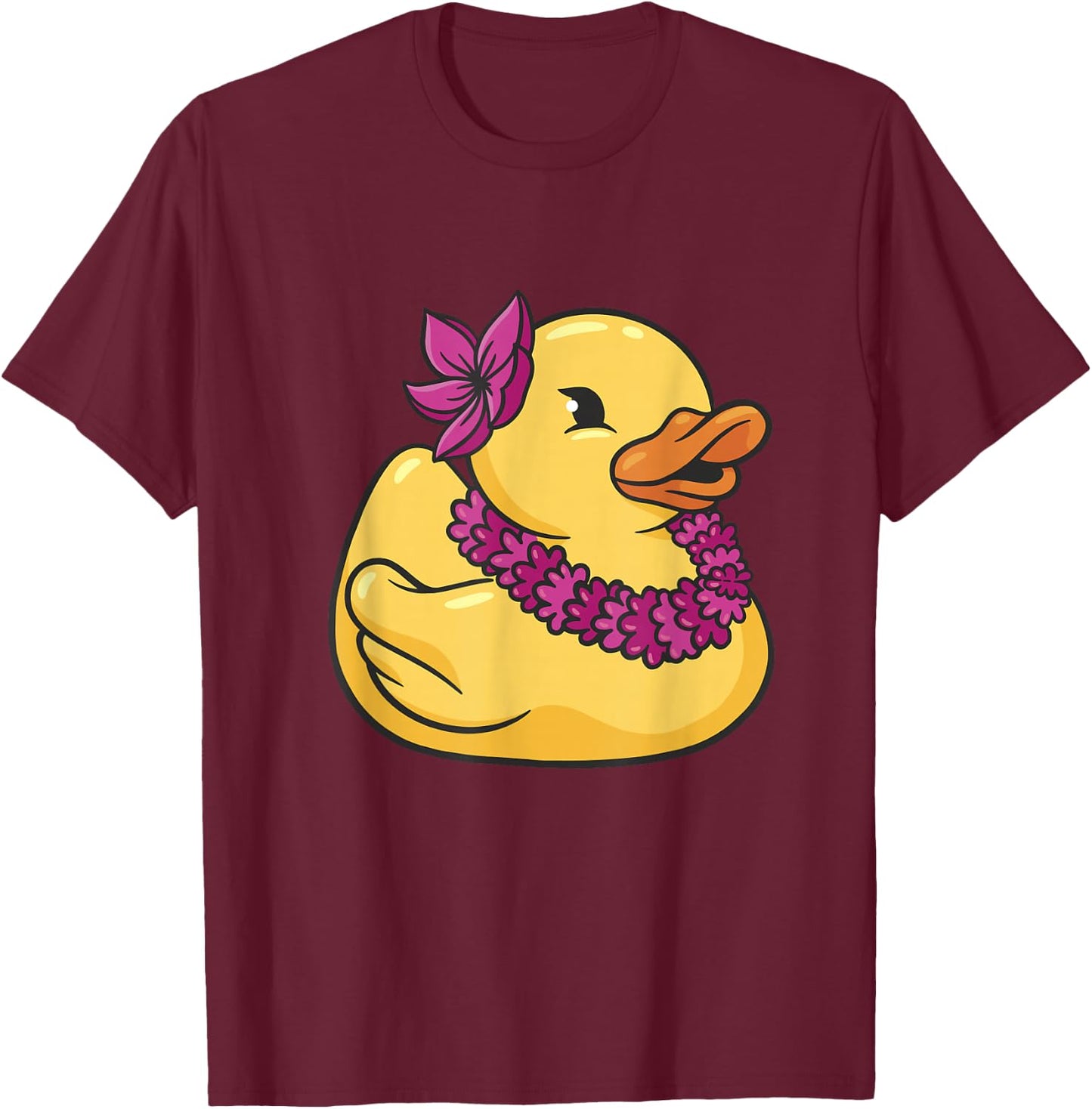 Hawaiian Rubber Ducky Graphic T-Shirt - T-Shirt | Maroon
