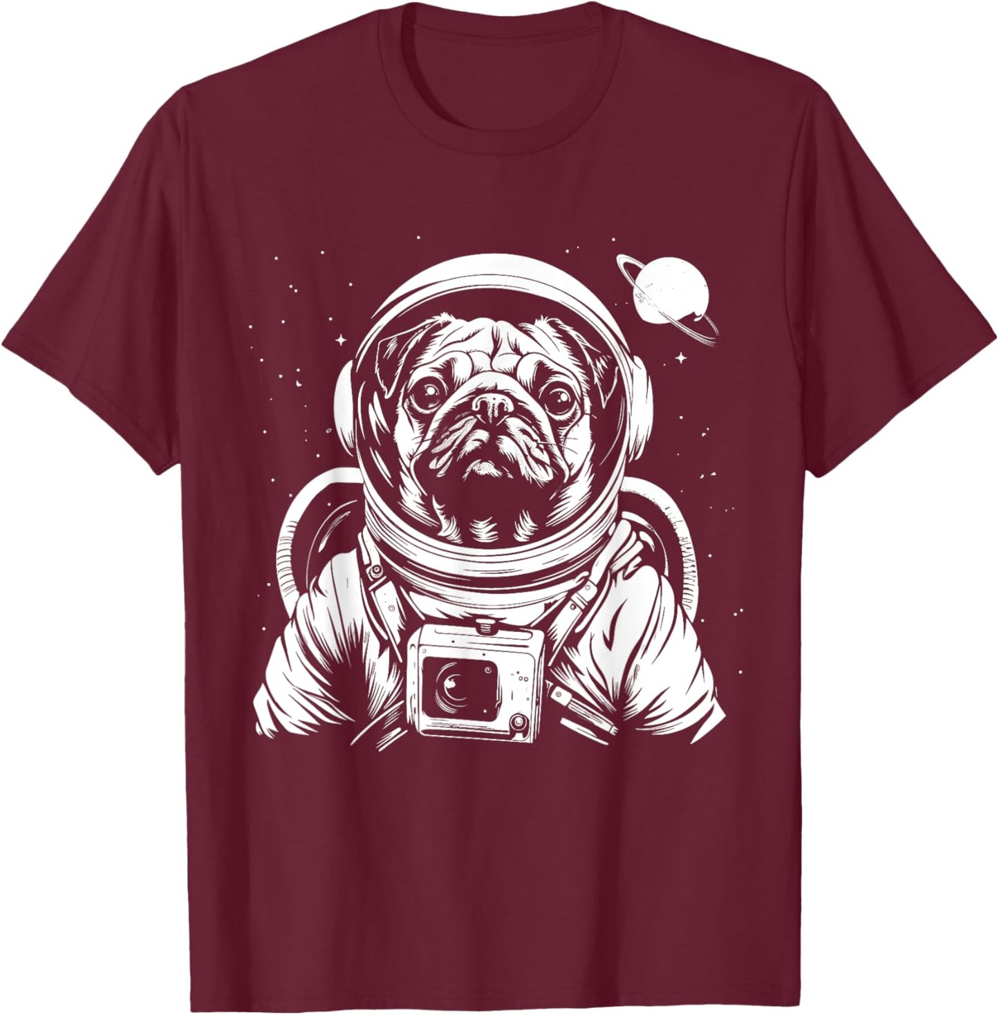 Pug Astronaut Funny Cute Dog Space Suit Men Women Girls Kids T-Shirt - T-Shirt | Maroon