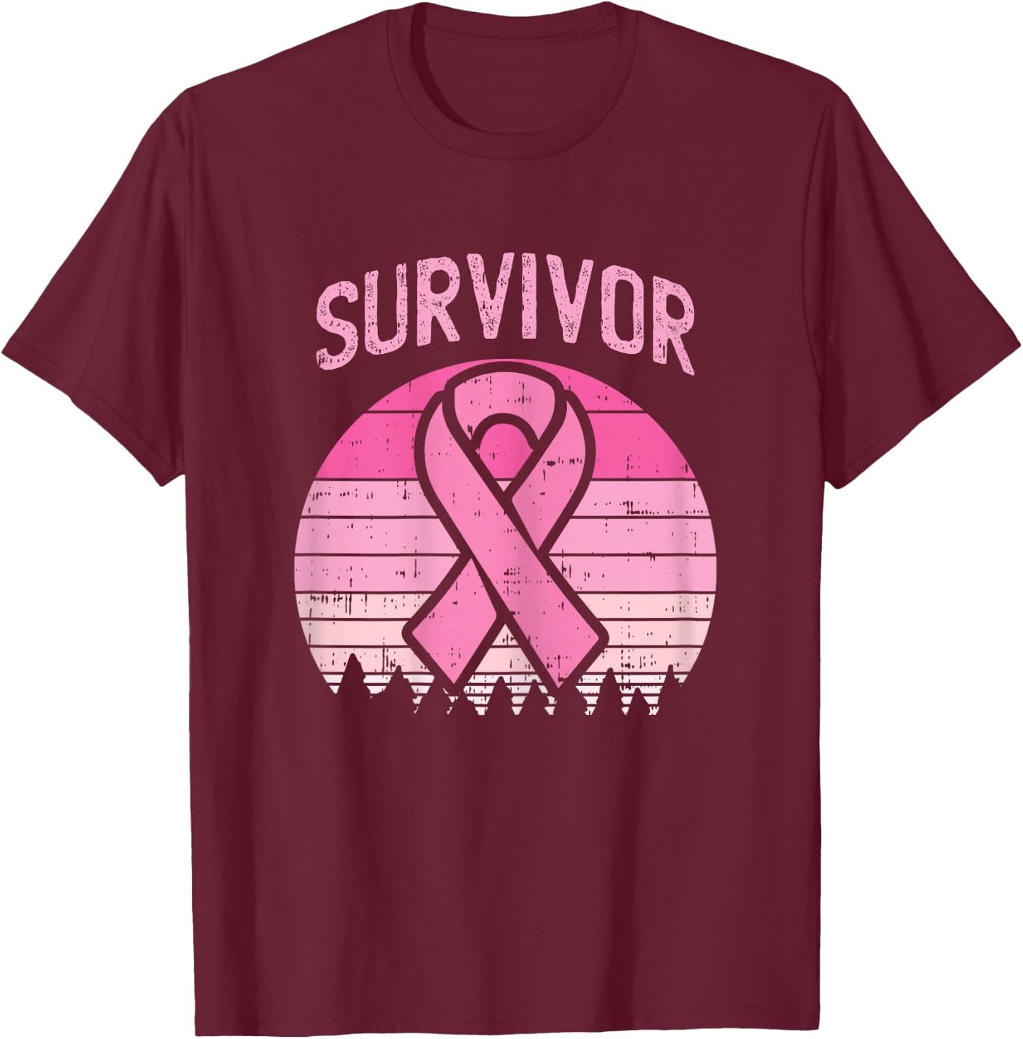 Survivor Retro Breast Cancer Pink Ribbon Awareness Women T-Shirt - T-Shirt | Maroon