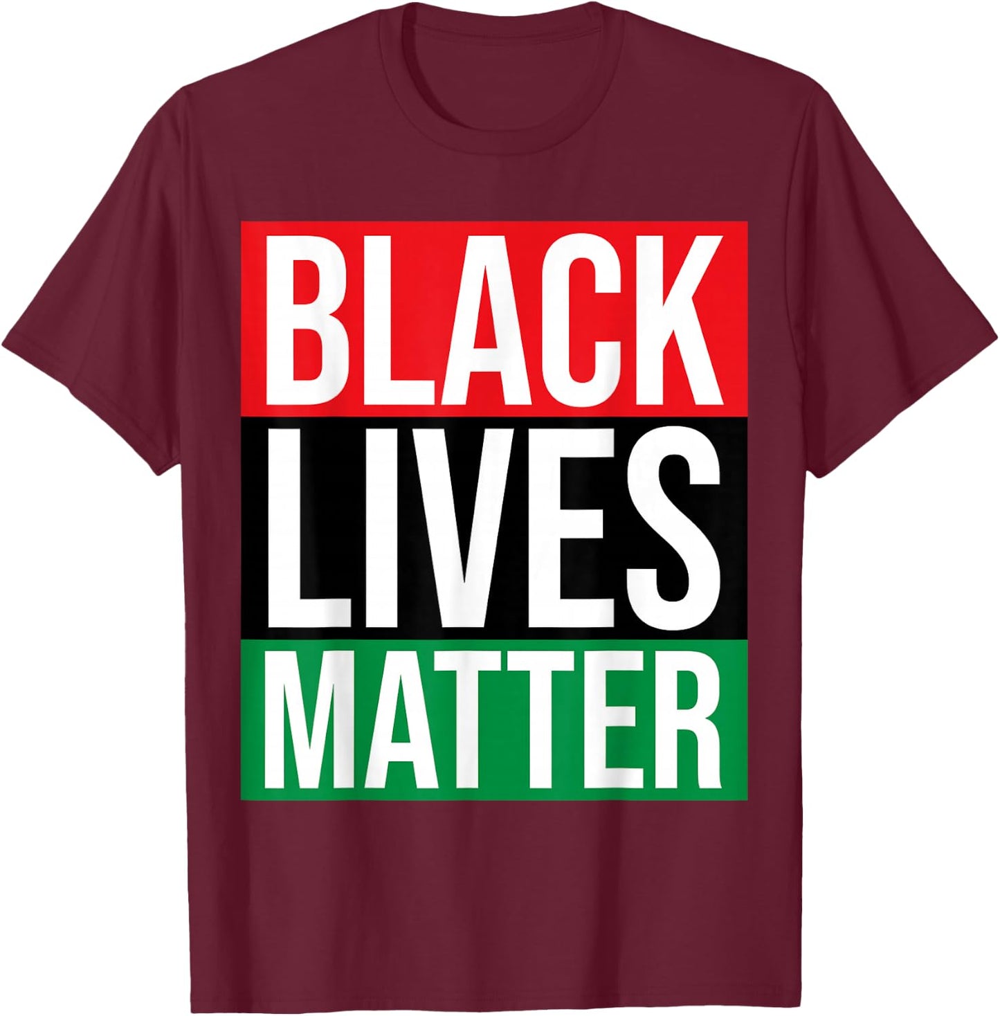 Black Lives Matter Shirt BLM with Pan-African Flag Colors T-Shirt - T-Shirt | Maroon