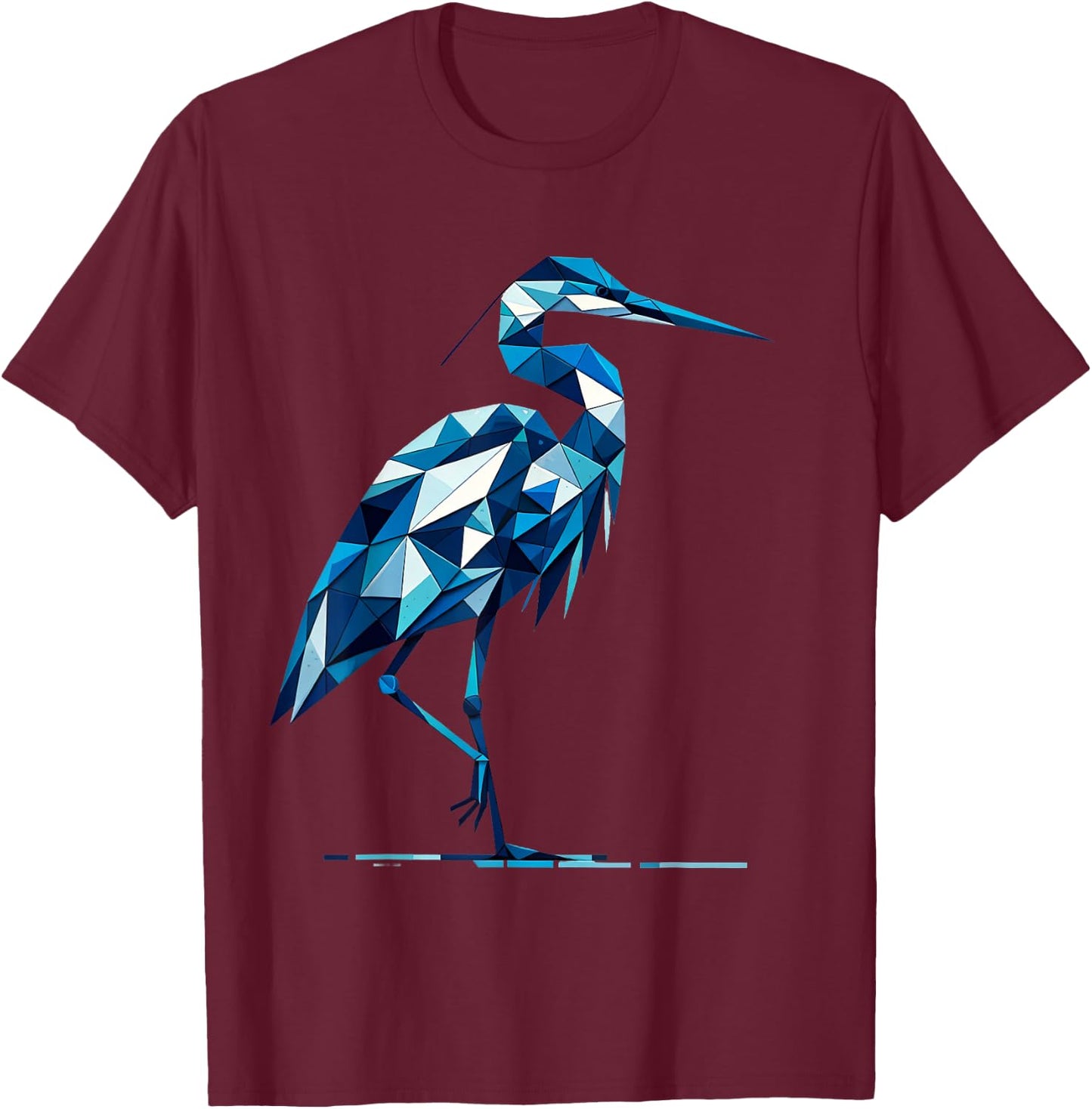 A Geometric Great Blue Heron - Unique Bird Art Design T-Shirt - T-Shirt | Maroon
