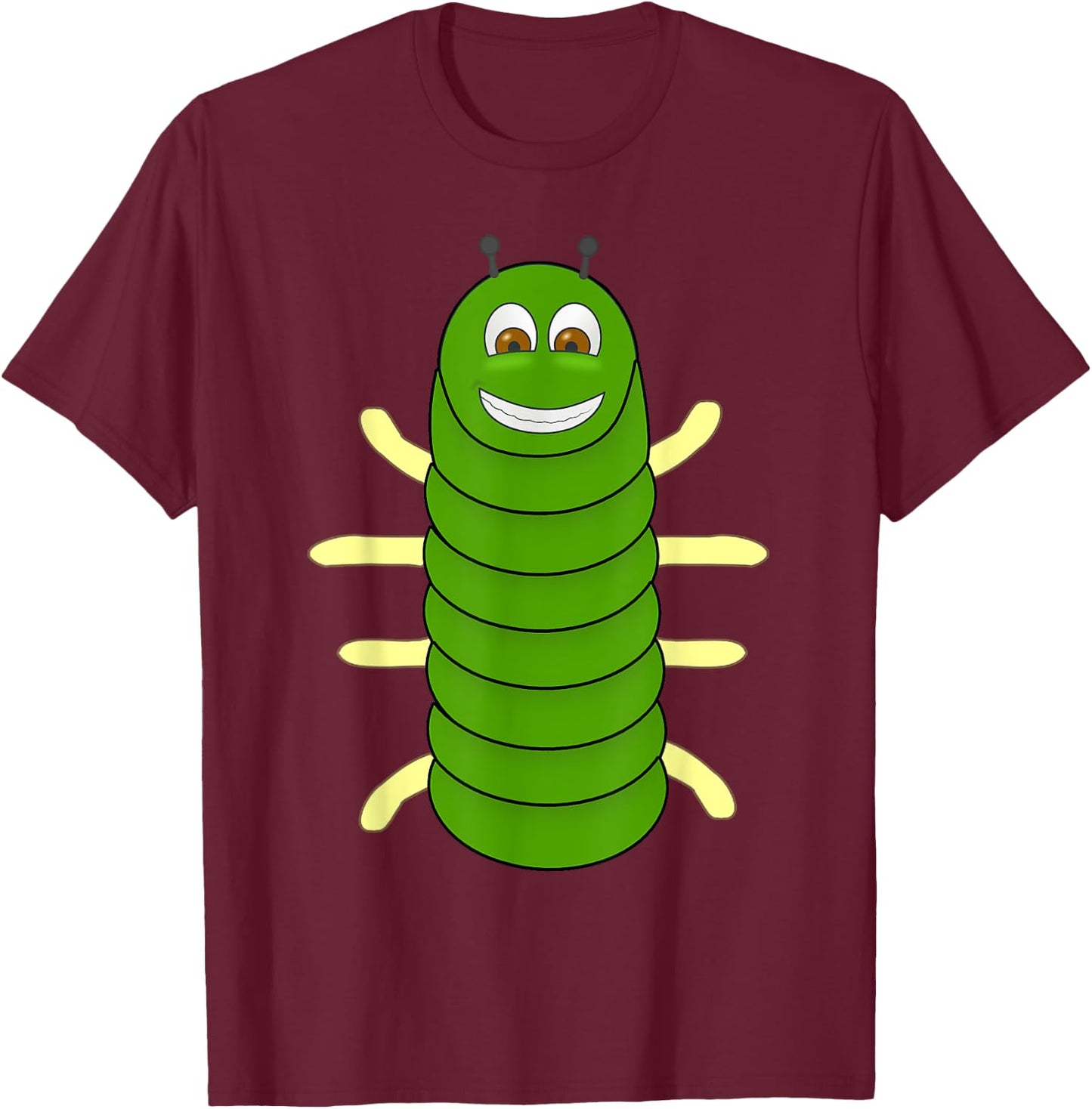 Green Caterpillar Character Cute Animal Halloween Costume T-Shirt - T-Shirt | Maroon