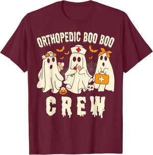 Orthopedic Boo Crew Ortho Nursing Halloween Ghost Costume T-Shirt - T-Shirt | Maroon