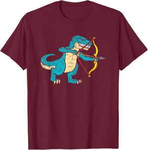 Archery Dinosaur Bow Hunter Arrows Sports Archer Boys T-Rex T-Shirt - T-Shirt | Maroon