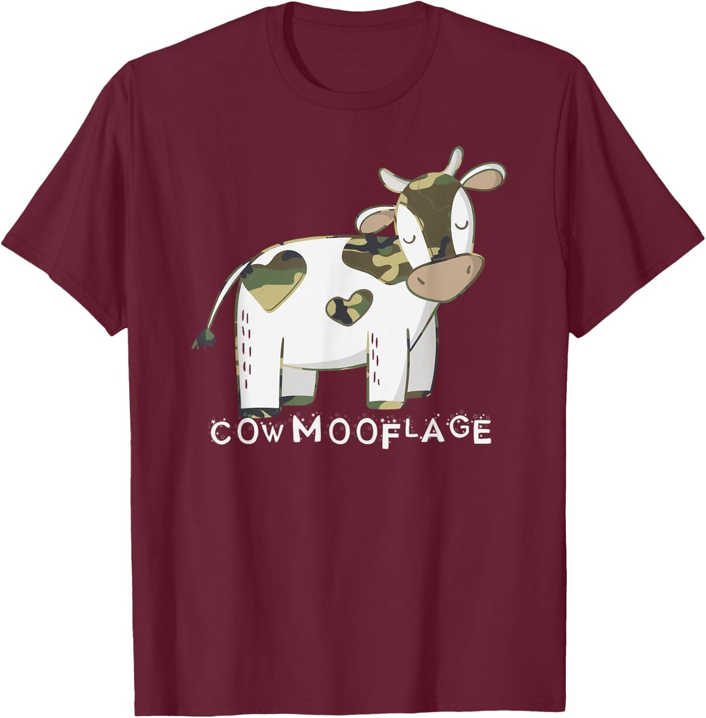 Camouflage pun - Camo Funny Cow T-Shirt - T-Shirt | Maroon