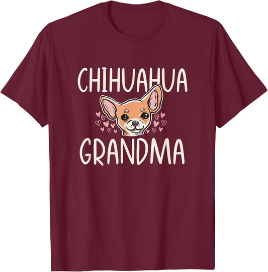 Chihuahua Mom Grandma Funny Dog Lover Puppy Owner Women T-Shirt - T-Shirt | Maroon