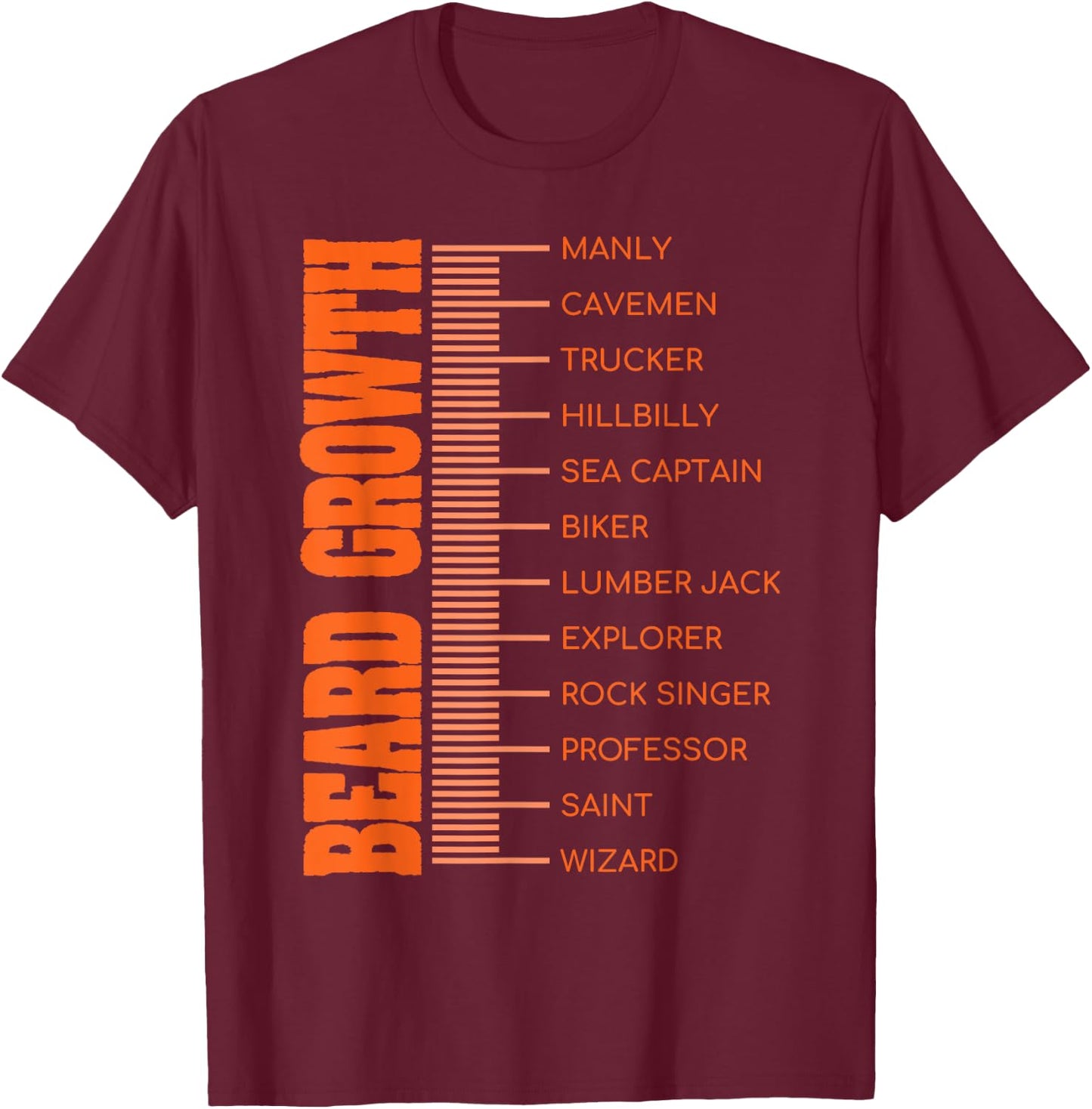 Beard Growth Size Chart Men's Facial Hair Funny Beard T-Shirt - T-Shirt | Maroon