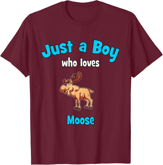 Moose Shirt for Boys | Children's Elk T-Shirt - T-Shirt | Maroon