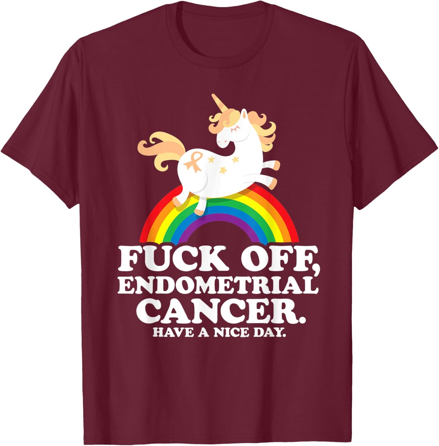 Endometrial Cancer Survivor Shirt | Fuck Endometrial Cancer T-Shirt - T-Shirt | Maroon