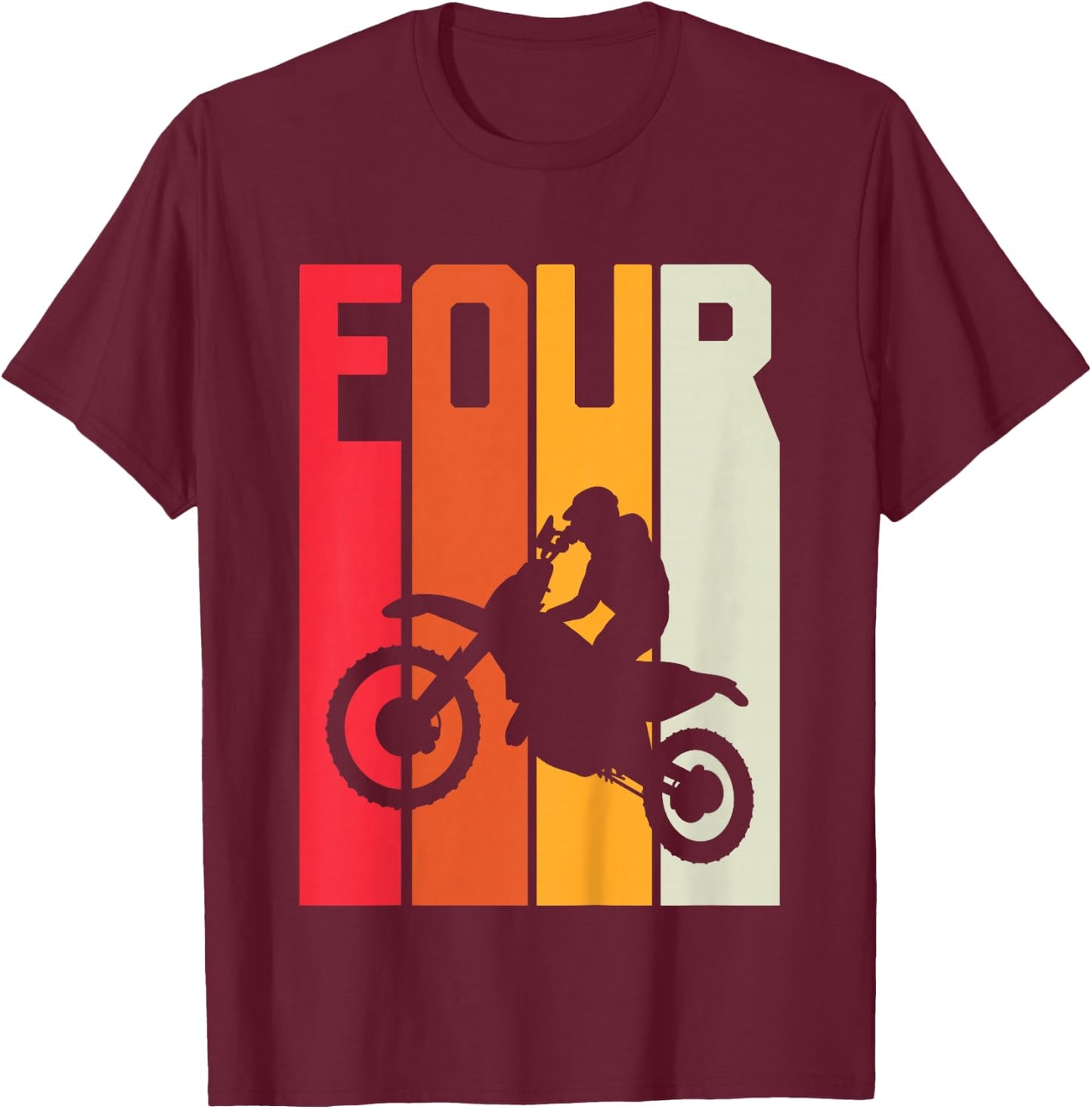 4th Birthday Retro Motocross 4 Years Boys Girl Dirt Bike T-Shirt - T-Shirt | Maroon