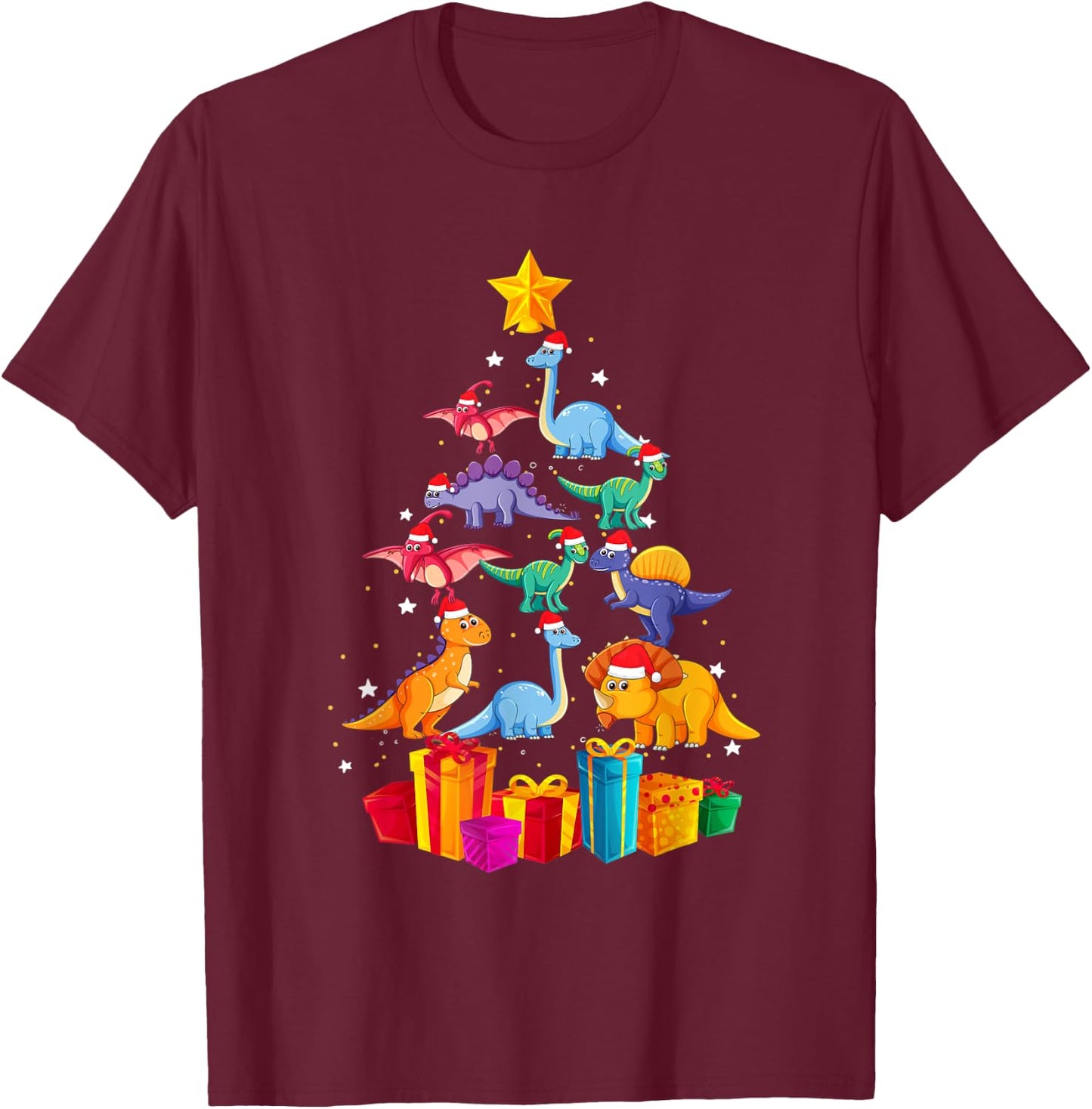 Tree Rex Funny Dinosaur Christmas Kids Adults Gift T-Shirt - T-Shirt | Maroon