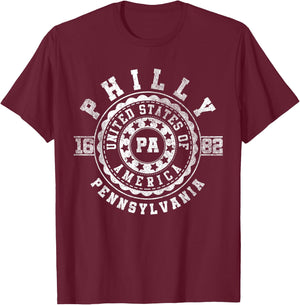 Philly Philadelphia PA | Pennsylvania | Vintage - Apparels T-Shirt - T-Shirt | Maroon