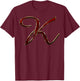 Monogram Initial Letter K Red T-Shirt - T-Shirt | Maroon