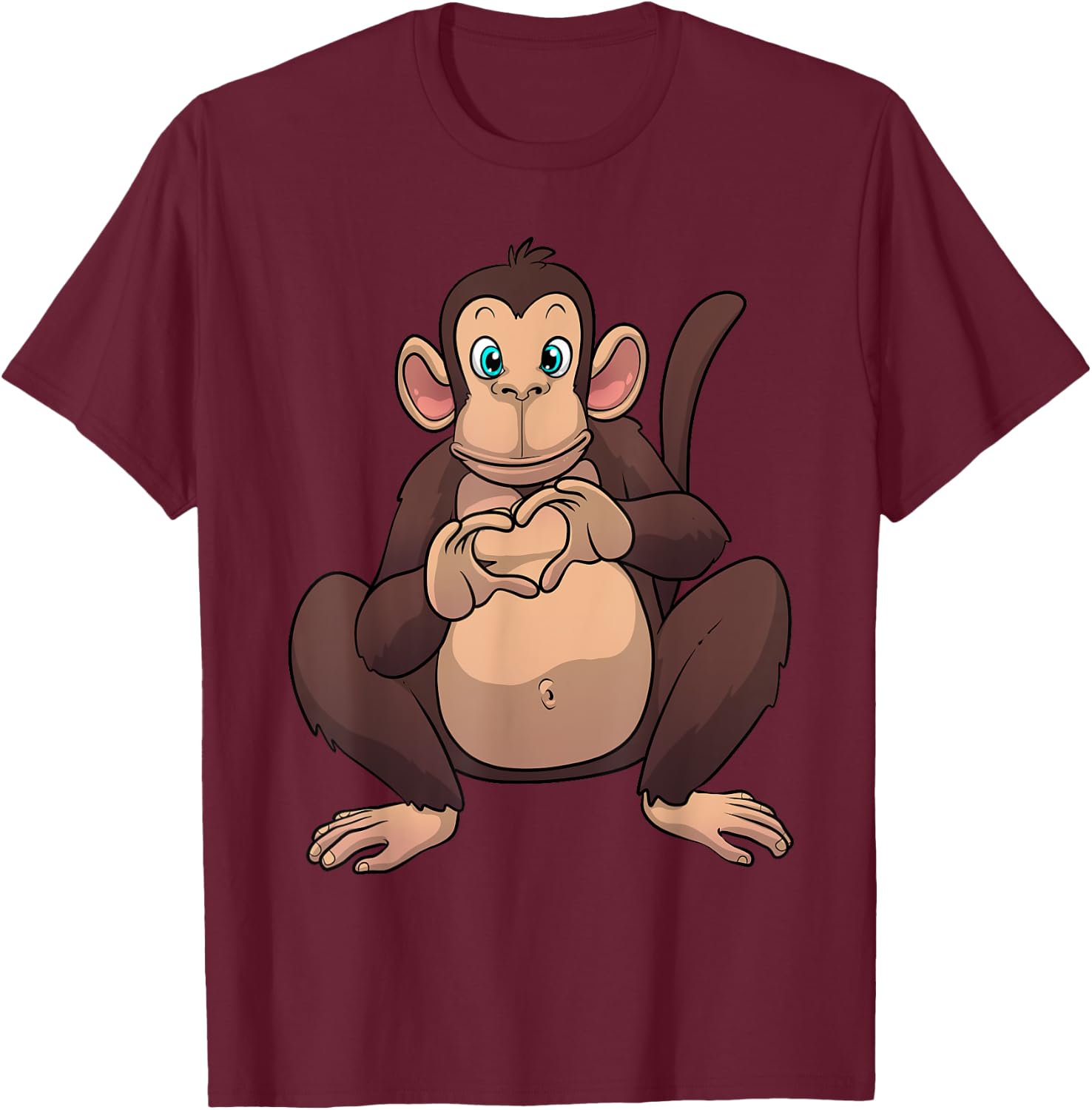 Monkey Art Women Gorilla Animal Valentines Monkey T-Shirt - T-Shirt | Maroon